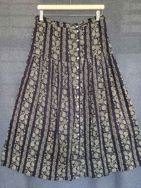 The Great Boating Black White Dainty Floral Button Front Midi Skirt Quiet Luxury